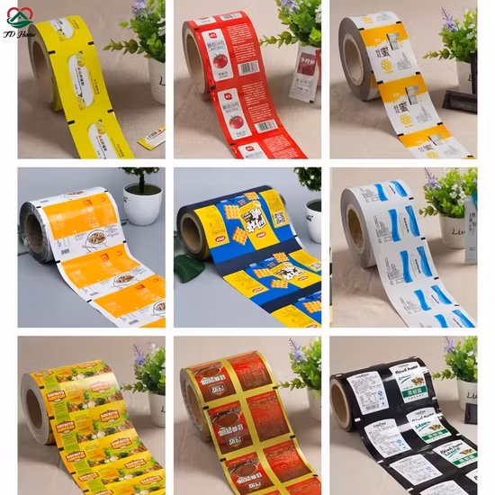 Embalagem de ketchup de molho de plástico revestido de folha de alumínio PVDC filme de rolo de enchimento automático impresso para alimentos